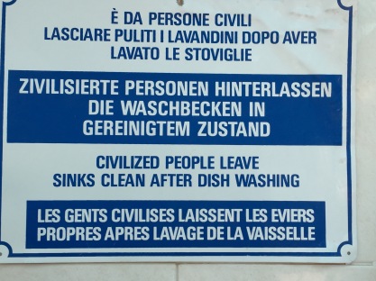 Civilized "Gents" leave sinks clean after dish washing